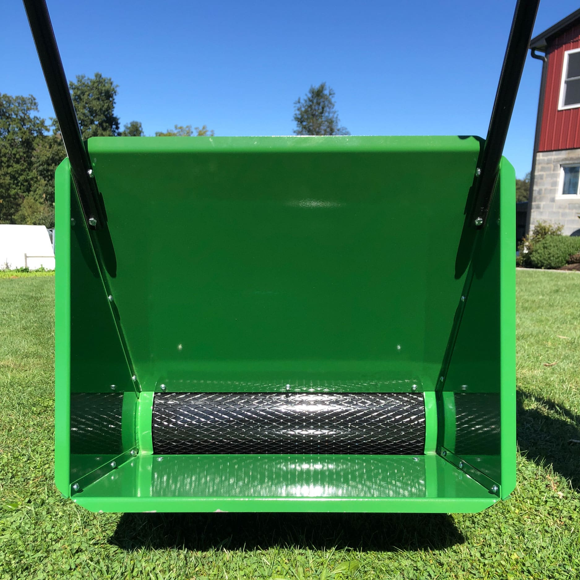 open topdressers walk behind topdressing spreader