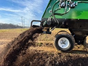 mulch spreader in action-1