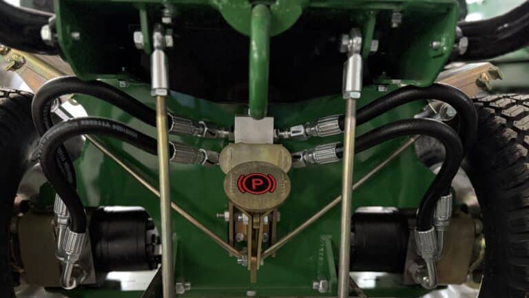 parking brake on the 410 topdressing spreader from earth and turf